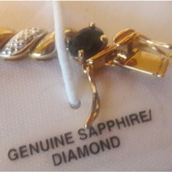 NWOT Tennis Bracelet 18kt Gold Sapphire Diamond - Picture 4 of 6